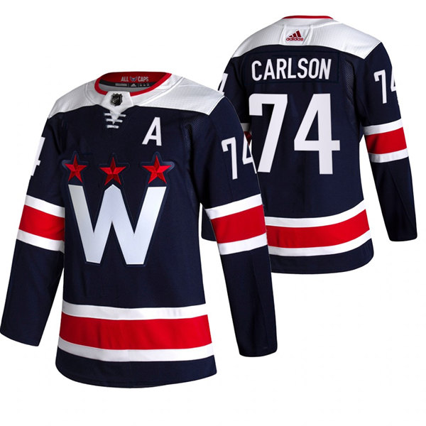 Men's Washington Capitals #74 John Carlson Navy Pro Stitched Jersey